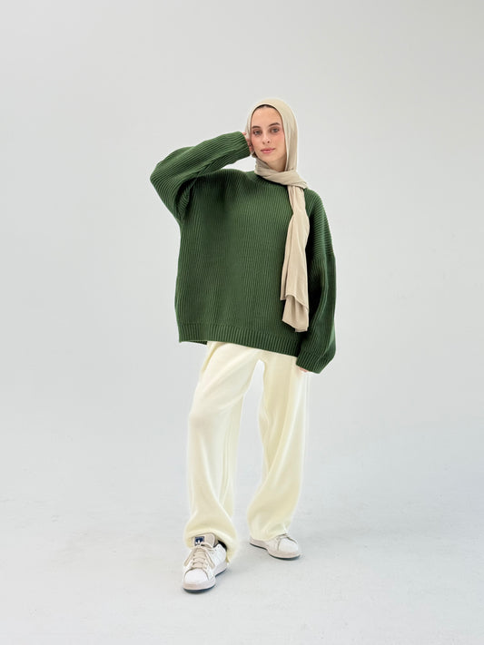 Olive cream knitted set