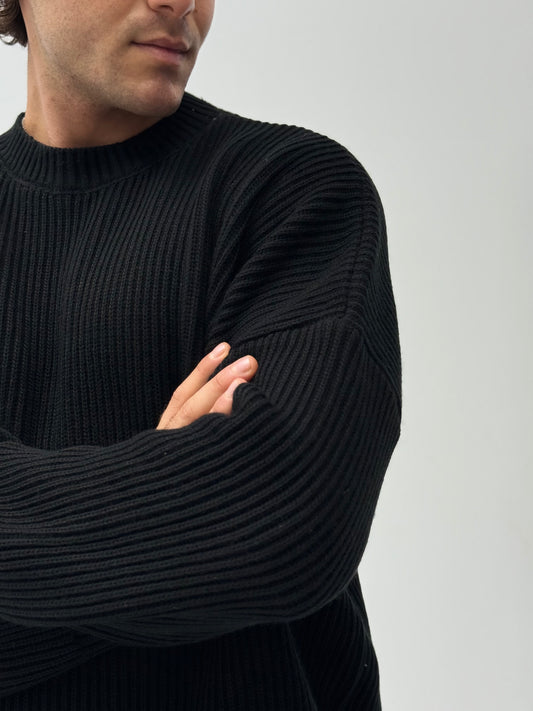 Black mock neck pullover