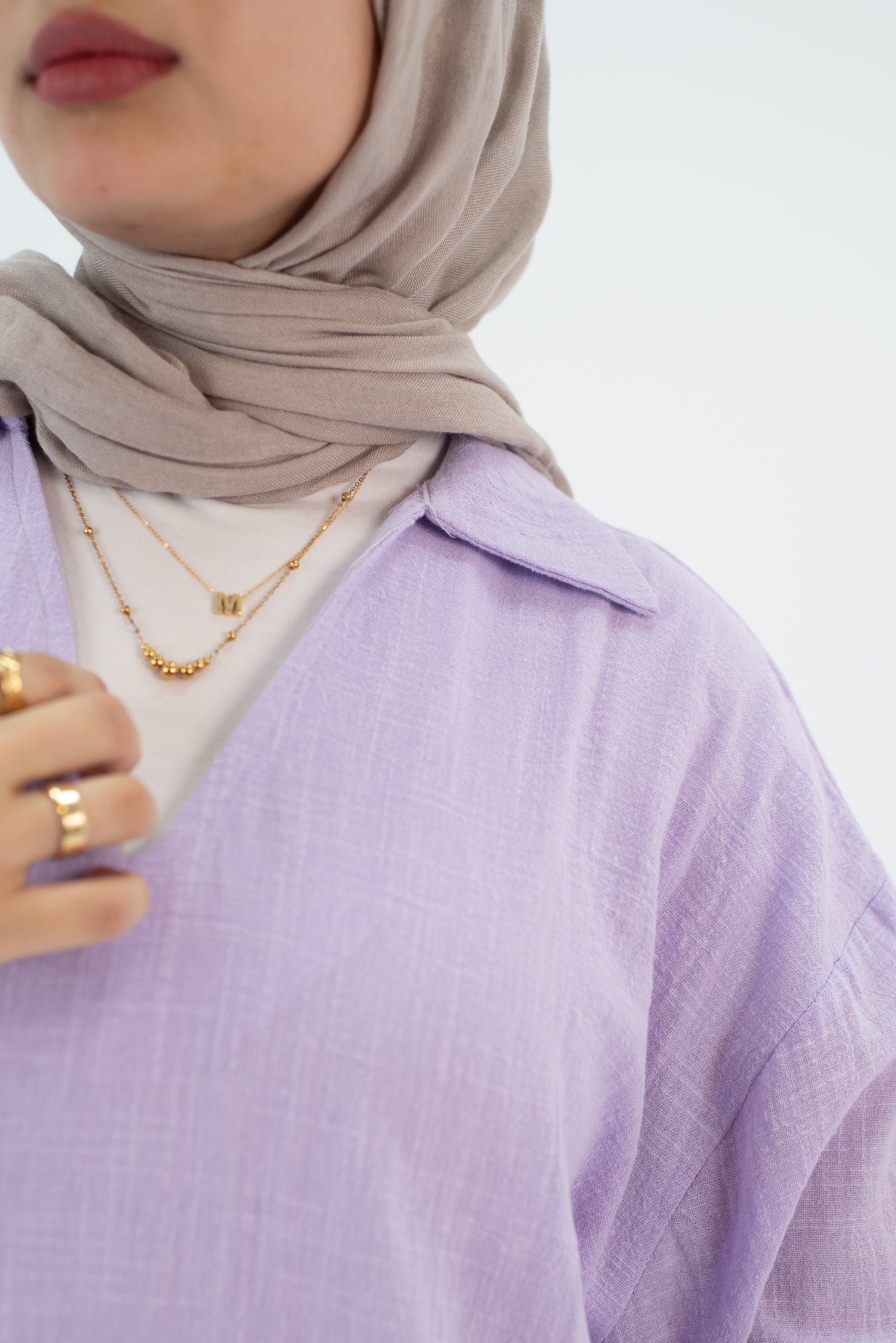 Linen Lavender V blouse