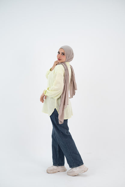 Linen Light Lime V Blouse