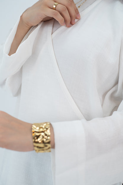 Linen white Wrap tie blouse