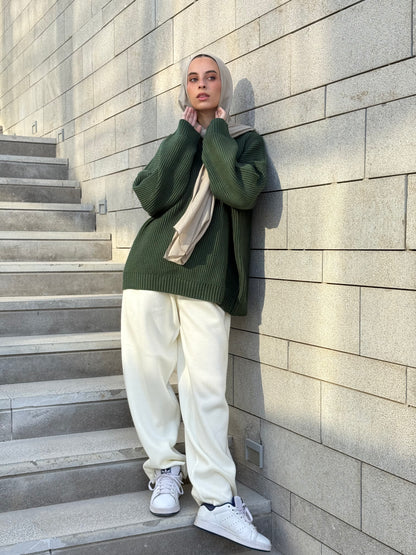 Olive cream knitted set